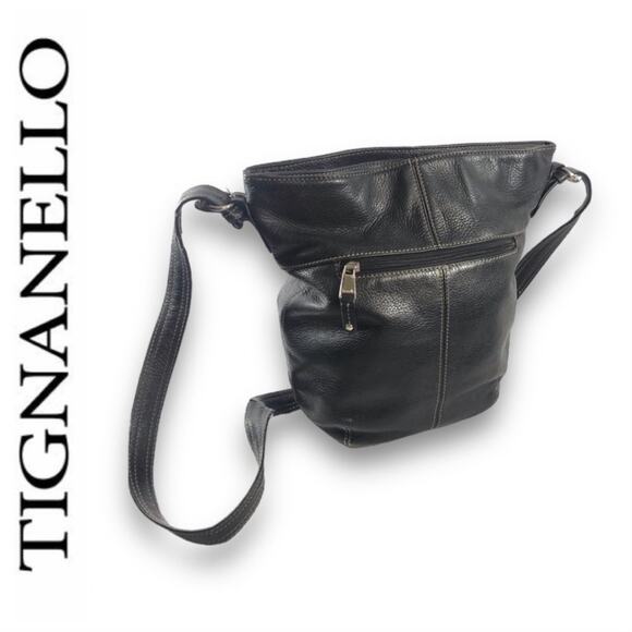 TIGNANELLO Black Bucket Hobo shoulder Bag